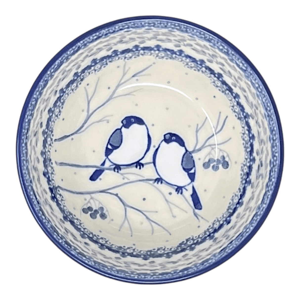 Bowl, Round, Deep, 5.5" in "Bullfinch on Blue" by Ceramika Artystyczna | A986-U4830