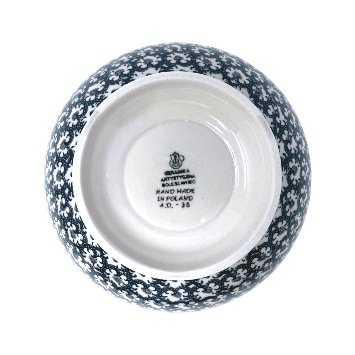 Bowl, Round, Deep, Pedestal, 8.75" in "Green Lace" by Ceramika Artystyczna | AA14-1149Q