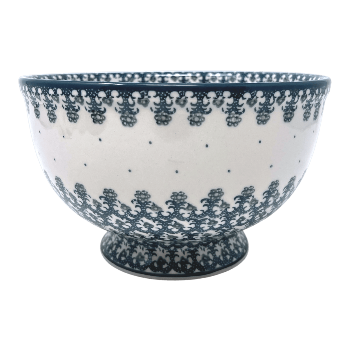 Bowl, Round, Deep, Pedestal, 8.75" in "Green Lace" by Ceramika Artystyczna | AA14-1149Q