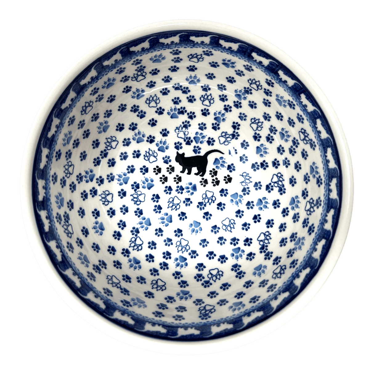 Bowl, Round, Deep, Pedestal, 8.75" in "Cat Tracks" by Ceramika Artystyczna | AA14-1771