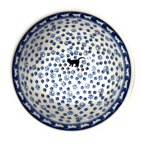 Bowl, Round, Deep, Pedestal, 8.75" in "Cat Tracks" by Ceramika Artystyczna | AA14-1771