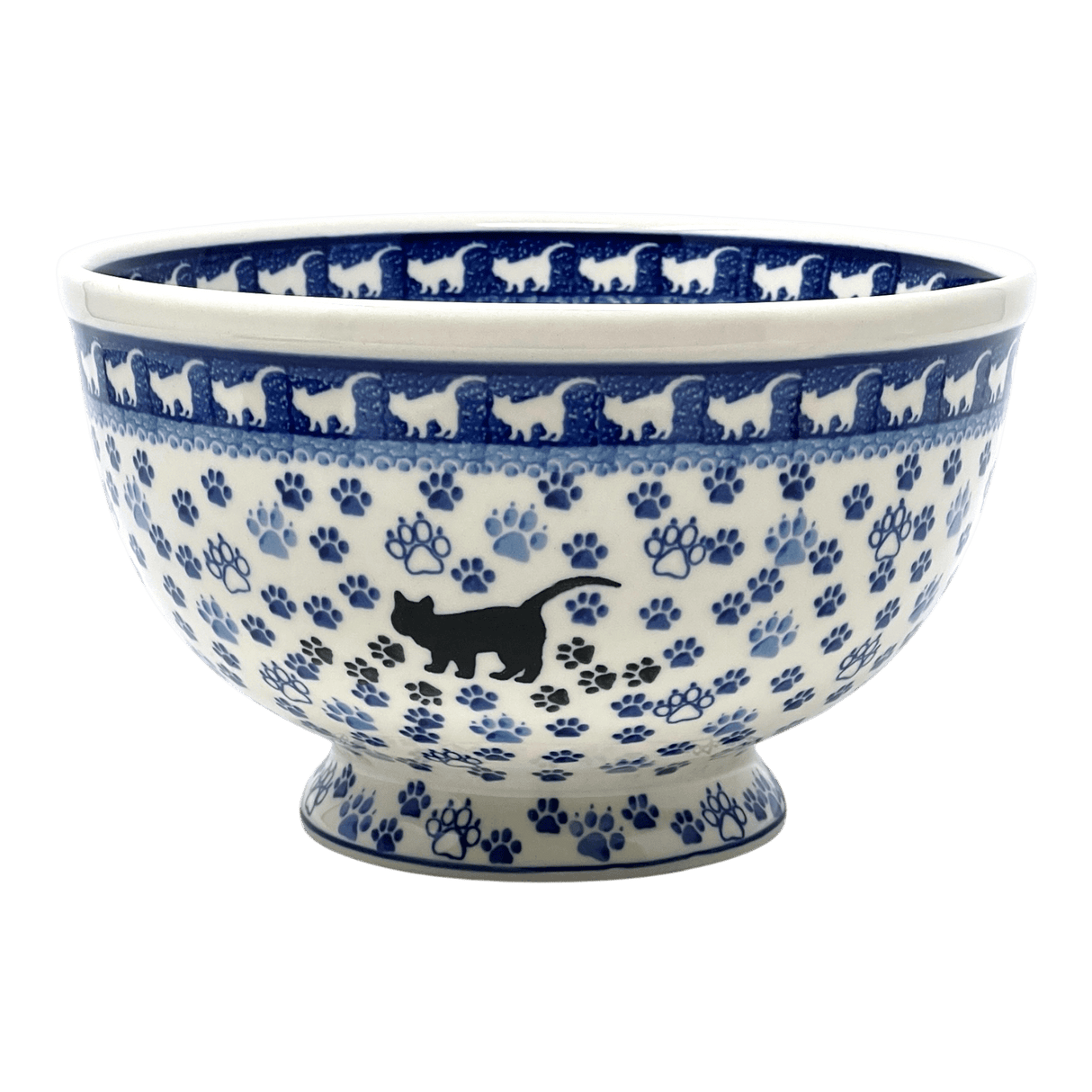 Bowl, Round, Deep, Pedestal, 8.75" in "Cat Tracks" by Ceramika Artystyczna | AA14-1771