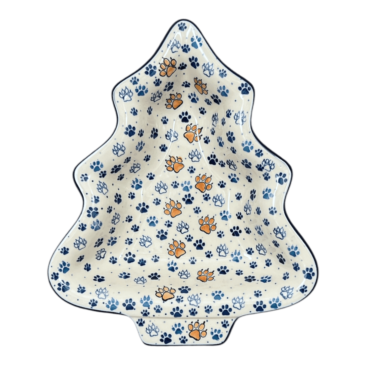 Bowl, Christmas Tree Shaped, 12.5" in "Paw Prints" by Ceramika Artystyczna | AA52-1770X