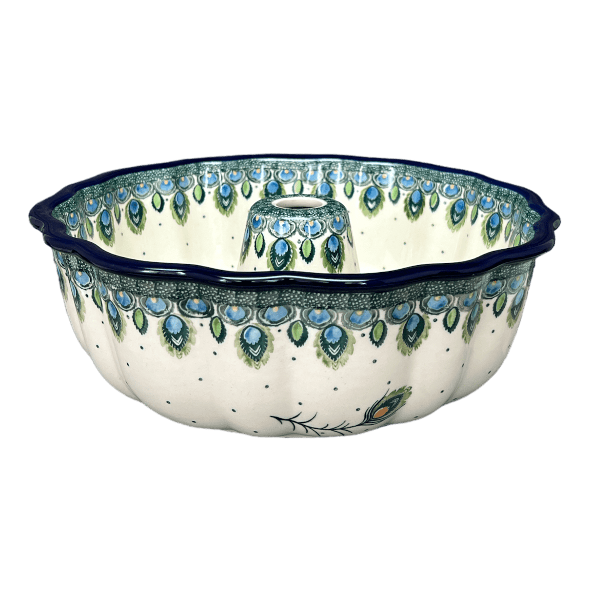 Bundt Cake Pan, 10.25" in "Peacock Plume" by Ceramika Artystyczna | AA55-2218X