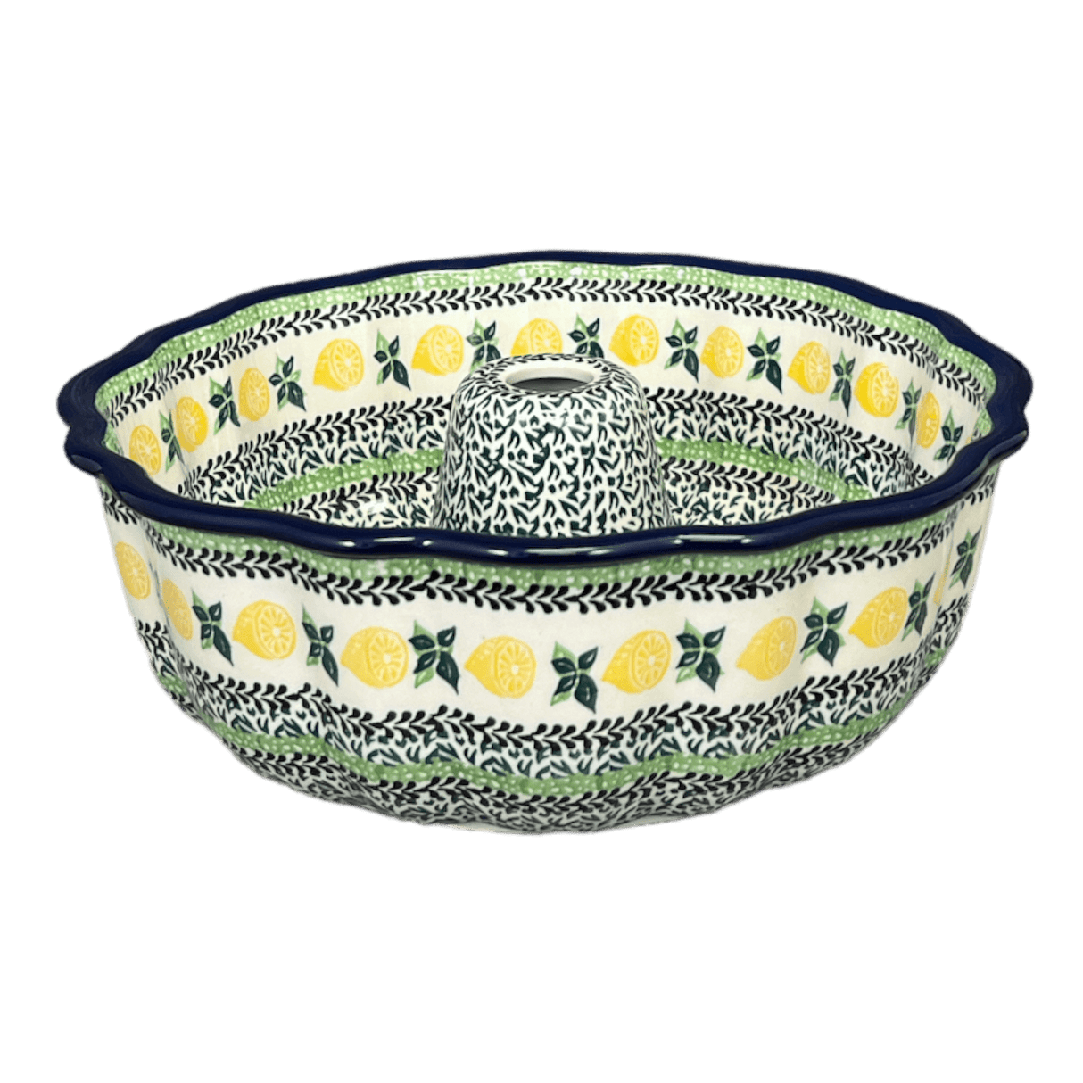 Bundt Cake Pan, 10.25" in "Lemons and Leaves" by Ceramika Artystyczna | AA55-2749X