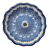 A picture of a Polish Pottery CA Bundt Cake Pan (Winter Skies) | AA55-2826X as shown at PolishPotteryOutlet.com/products/bundt-cake-pan-winter-skies-aa55-2826x