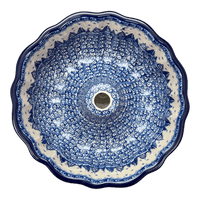 A picture of a Polish Pottery Bundt Cake Pan, 10.25" in "Winter Skies" by Ceramika Artystyczna | AA55-2826X as shown at PolishPotteryOutlet.com/products/bundt-cake-pan-winter-skies-aa55-2826x