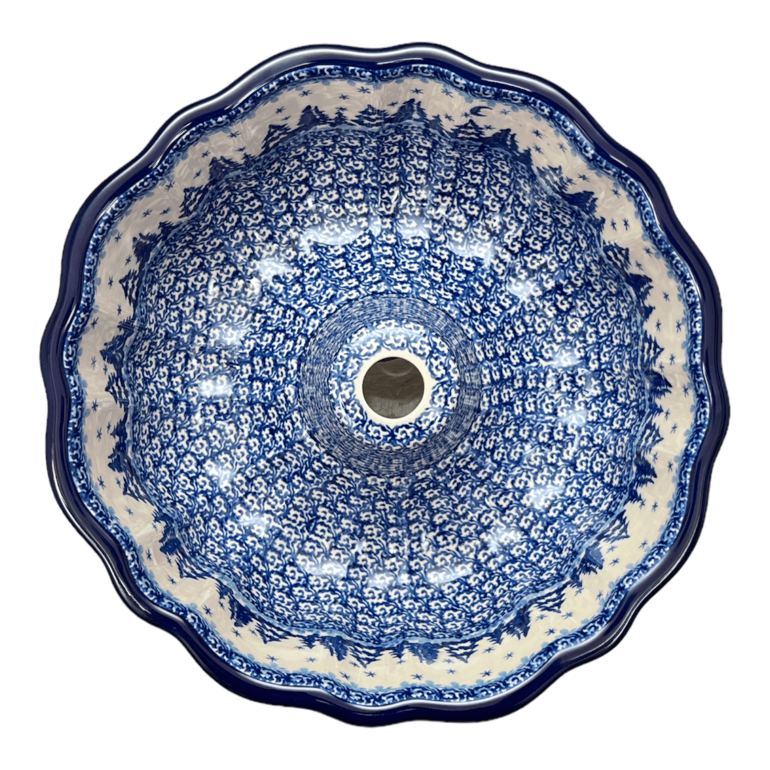 Small Porcelain Ceramic Bundt Cake Pan Blue White Country Farmhouse Wall  Hanging