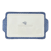 A picture of a Polish Pottery CA 15.5" x 9" Rectangular Baker W/ Handles (Rosie's Garden) | AA56-1490X as shown at PolishPotteryOutlet.com/products/8-x-12-rectangular-baker-rosies-garden-aa56-1490x