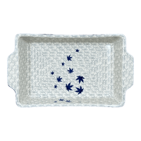 A picture of a Polish Pottery CA 15.5" x 9" Rectangular Baker W/ Handles (Blue Sweetgum) | AA56-2545X as shown at PolishPotteryOutlet.com/products/8-x-12-rectangular-baker-blue-sweetgum-aa56-2545x