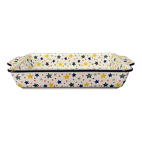 A picture of a Polish Pottery 15.5" x 9" Rectangular Baker W/ Handles (Star Shower) | AA56-359X as shown at PolishPotteryOutlet.com/products/8-x-12-rectangular-baker-star-shower-aa56-359x