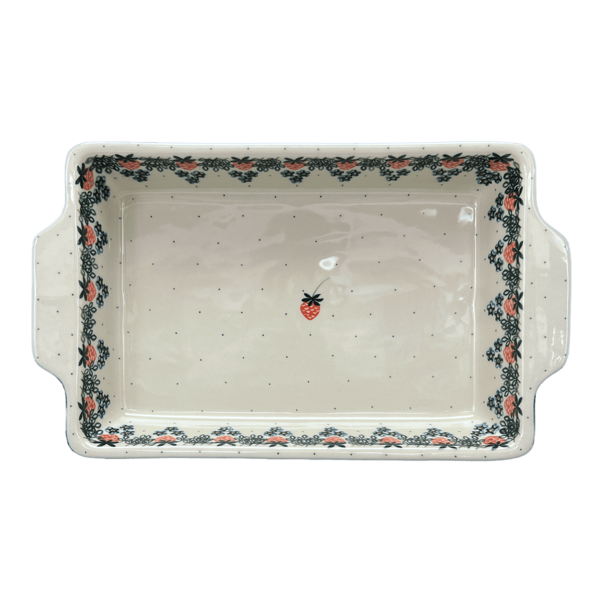 Baker, Rectangular, Handles, 15.5" x 9" in "Strawberry Patch" by Ceramika Artystyczna | AA56-721X