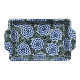 Baker, Rectangular, Handles, 15.5" x 9" in "Blue Dahlia" by Ceramika Artystyczna | AA56-U1473