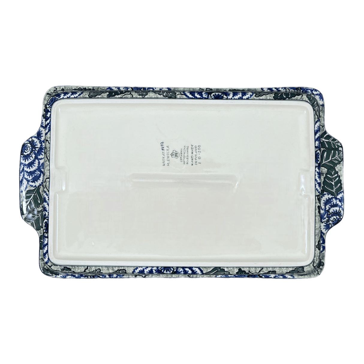 Baker, Rectangular, Handles, 15.5" x 9" in "Blue Dahlia" by Ceramika Artystyczna | AA56-U1473