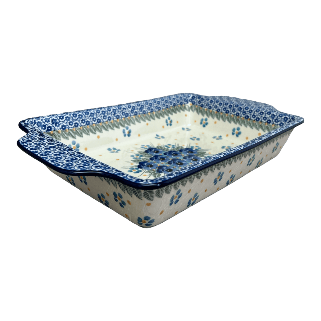 Casserole, Rectangular, Handles, 13" x 8" in "Pansy Cluster" by Ceramika Artystyczna | AA59-2276X