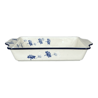 A picture of a Polish Pottery CA 13" x 8" Rectangular Casserole W/ Handles (In the Wind) | AA59-2788X as shown at PolishPotteryOutlet.com/products/13-x-8-rectangular-casserole-w-handles-in-the-wind-aa59-2788x