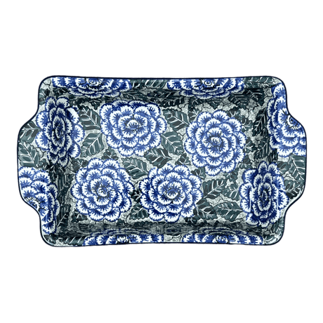 Casserole, Rectangular, Handles, 13" x 8" in "Blue Dahlia" by Ceramika Artystyczna | AA59-U1473