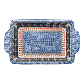Polish Pottery CA 13" x 8" Rectangular Casserole W/ Handles (Butterfly Parade) | AA59-U1493 Additional Image at PolishPotteryOutlet.com