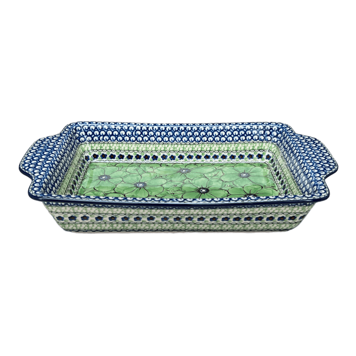 Casserole, Rectangular, Handles, 13" x 8" in "Green Goddess" by Ceramika Artystyczna | AA59-U408A