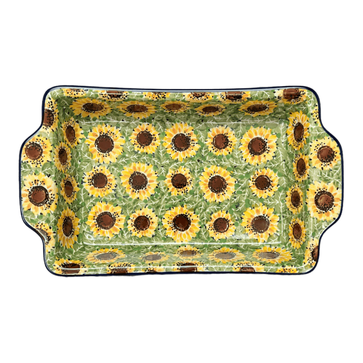 Casserole, Rectangular, Handles, 13" x 8" in "Sunflower Field" by Ceramika Artystyczna | AA59-U4737