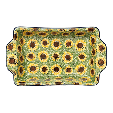 Casserole, Rectangular, Handles, 13" x 8" in "Sunflower Field" by Ceramika Artystyczna | AA59-U4737