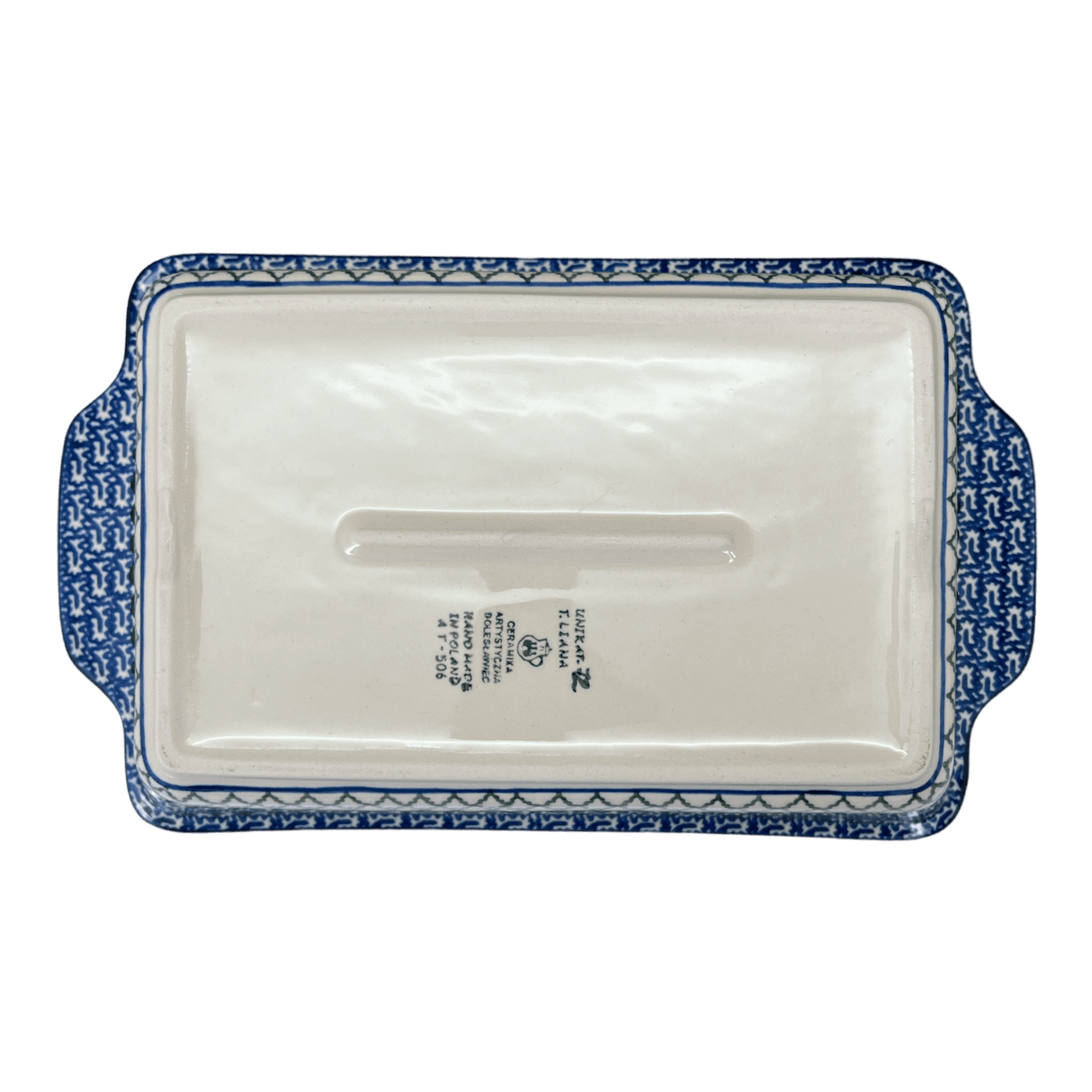 Casserole, Rectangular, Handles, 13" x 8" in "Mediterranean Waves" by Ceramika Artystyczna | AA59-U72