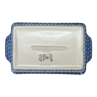 A picture of a Polish Pottery Rectangular Casserole W/Handles (Mediterranean Waves) | AA59-U72 as shown at PolishPotteryOutlet.com/products/rectangular-casserole-w-handles-mediterranean-waves-aa59-u72