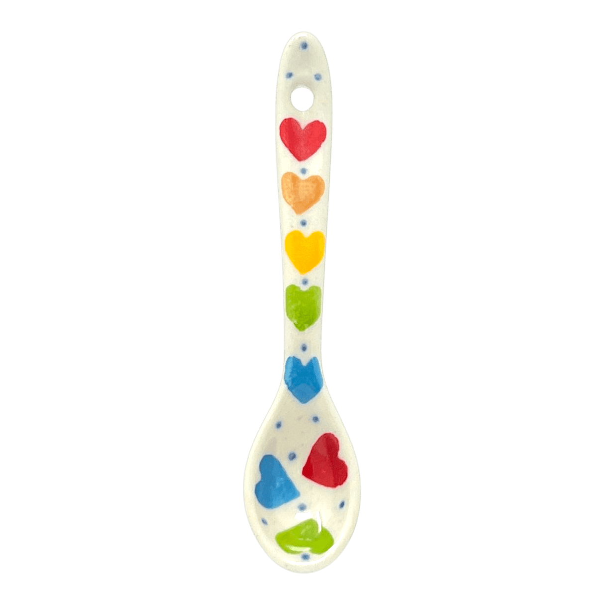 Spoon, Miniature, 3.75" in "Rainbow Hearts" by Ceramika Artystyczna | AA93-U4833