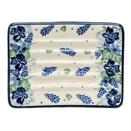 Soap Dish, Rectangular, 3.25" x 4.5" in "Hyacinth in the Wind" by Ceramika Artystyczna | AA97-2037X