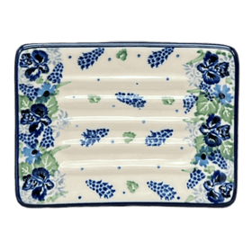 Polish Pottery CA 3.25" x 4.5" Rectangular Soap Dish (Hyacinth in the Wind) | AA97-2037X Additional Image at PolishPotteryOutlet.com
