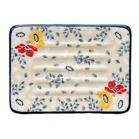 Polish Pottery CA 3.25" x 4.5" Rectangular Soap Dish (Soft Bouquet) | AA97-2378X Additional Image at PolishPotteryOutlet.com