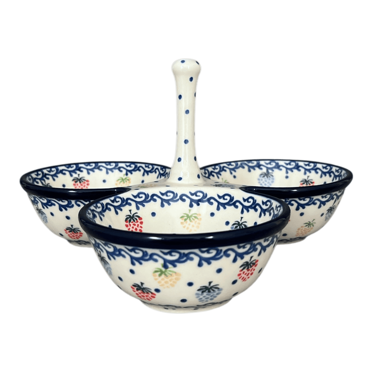 Bowl, Round, 3-Bowl, Divided Server in "Mixed Berries" by Ceramika Artystyczna | AB34-1449X