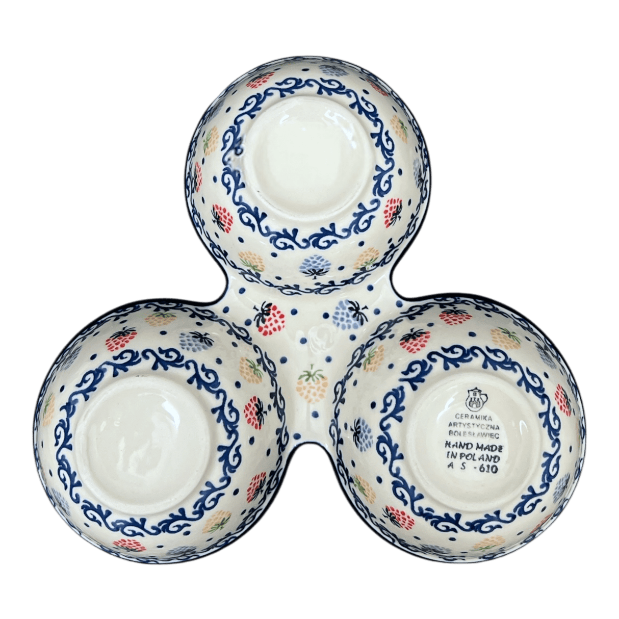 Bowl, Round, 3-Bowl, Divided Server in "Mixed Berries" by Ceramika Artystyczna | AB34-1449X