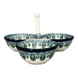 Bowl, Round, 3-Bowl, Divided Server in "Peacock Plume" by Ceramika Artystyczna | AB34-2218X