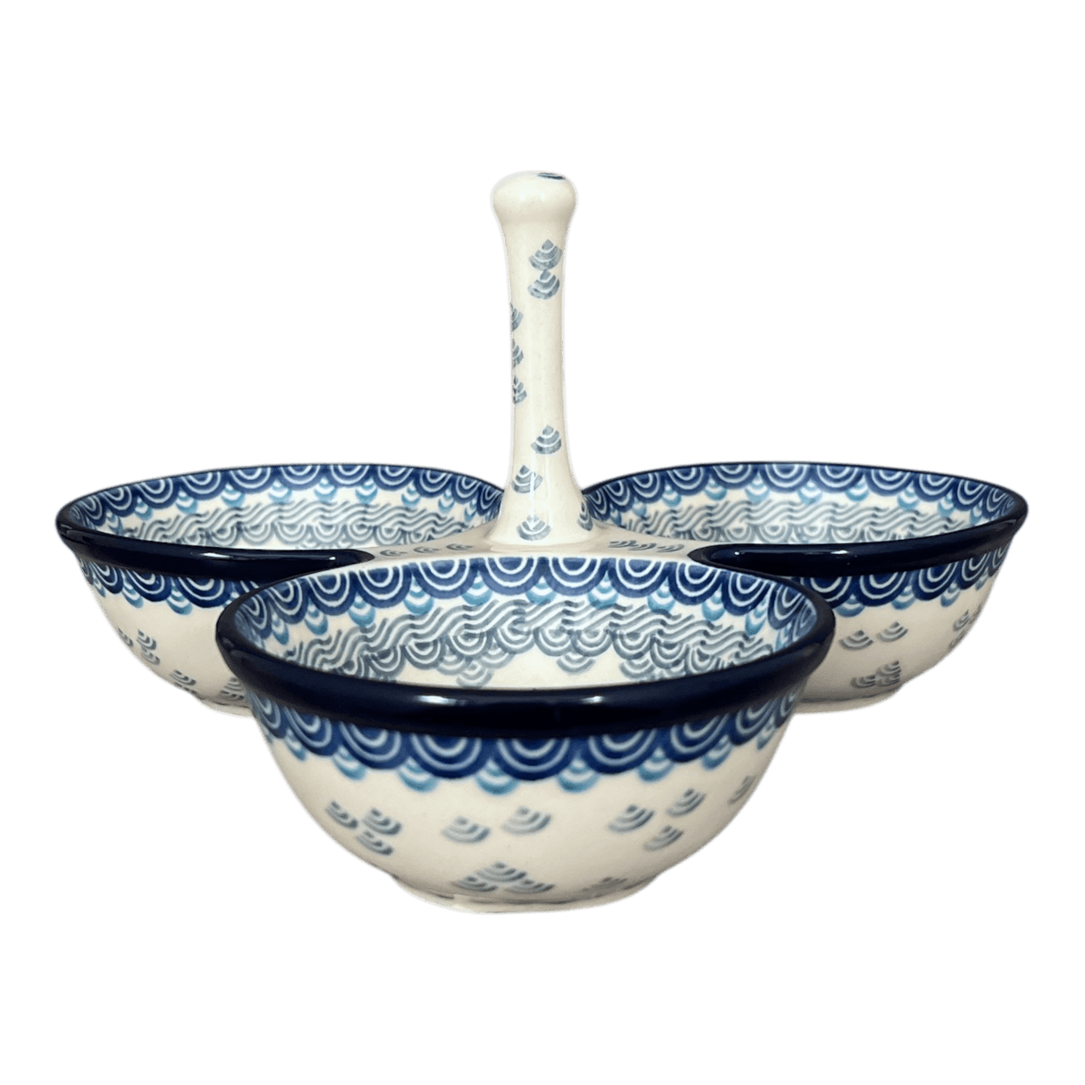 Bowl, Round, 3-Bowl, Divided Server in "Koi Pond" by Ceramika Artystyczna | AB34-2372X