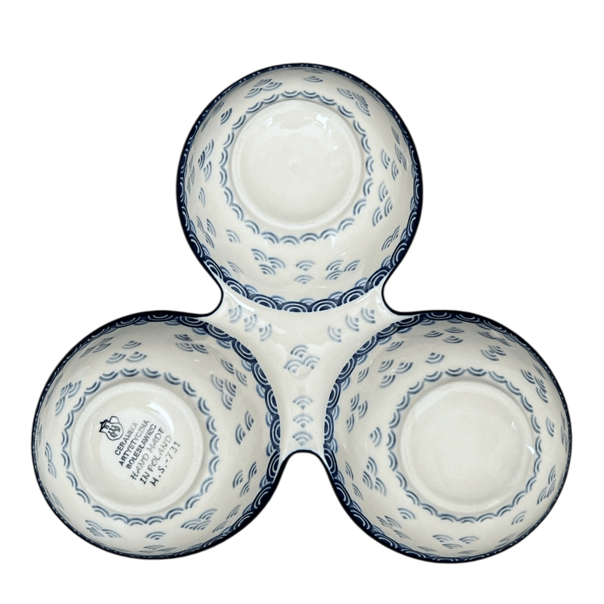 Bowl, Round, 3-Bowl, Divided Server in "Koi Pond" by Ceramika Artystyczna | AB34-2372X