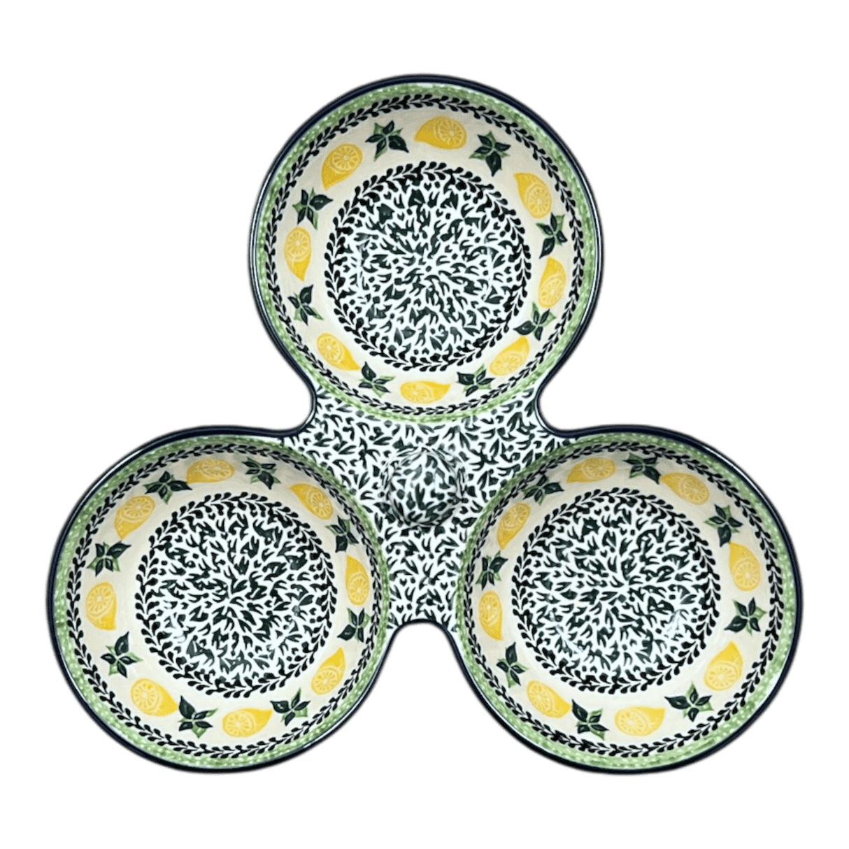 Bowl, Round, 3-Bowl, Divided Server in "Lemons and Leaves" by Ceramika Artystyczna | AB34-2749X