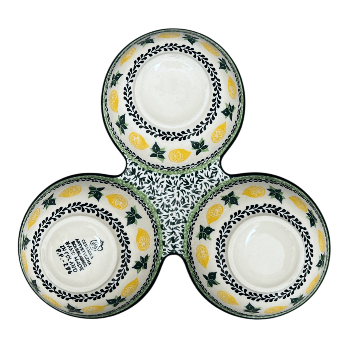 Bowl, Round, 3-Bowl, Divided Server in "Lemons and Leaves" by Ceramika Artystyczna | AB34-2749X