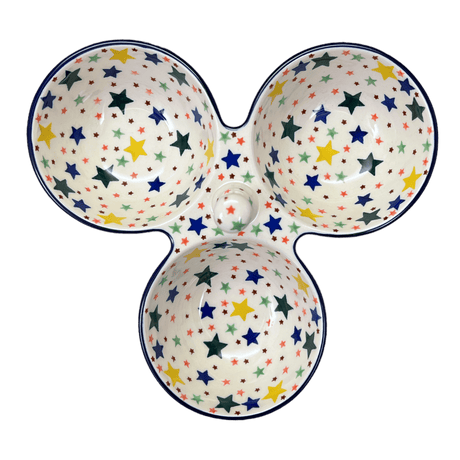 Bowl, Round, 3-Bowl, Divided Server in "Star Shower" by Ceramika Artystyczna | AB34-359X