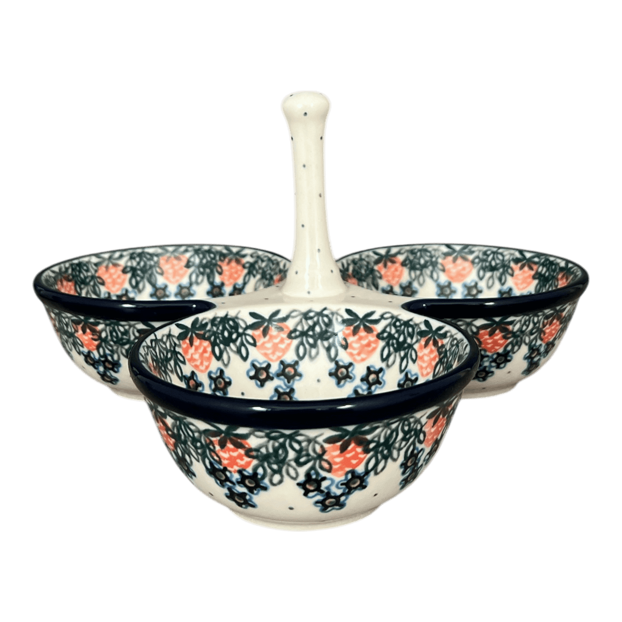 Bowl, Round, 3-Bowl, Divided Server in "Strawberry Patch" by Ceramika Artystyczna | AB34-721X