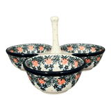 Bowl, Round, 3-Bowl, Divided Server in "Strawberry Patch" by Ceramika Artystyczna | AB34-721X