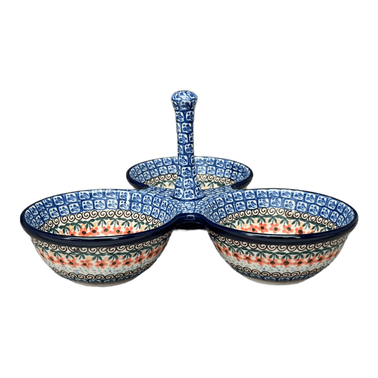 Bowl, Round, 3-Bowl, Divided Server in "Butterfly Parade" by Ceramika Artystyczna | AB34-U1493