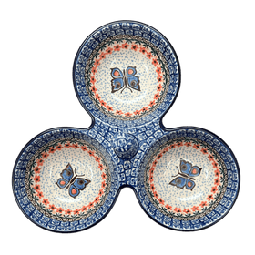 Polish Pottery CA 3-Bowl Divided Server (Butterfly Parade) | AB34-U1493 Additional Image at PolishPotteryOutlet.com