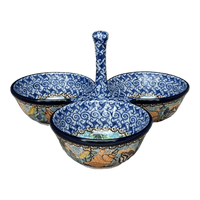 A picture of a Polish Pottery CA 3-Bowl Divided Server (Poseidon's Treasure) | AB34-U1899 as shown at PolishPotteryOutlet.com/products/3-bowl-divided-server-poseidons-treasure-ab34-u1899