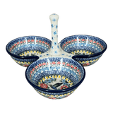 Bowl, Round, 3-Bowl, Divided Server in "Hummingbird Bouquet" by Ceramika Artystyczna | AB34-U3357