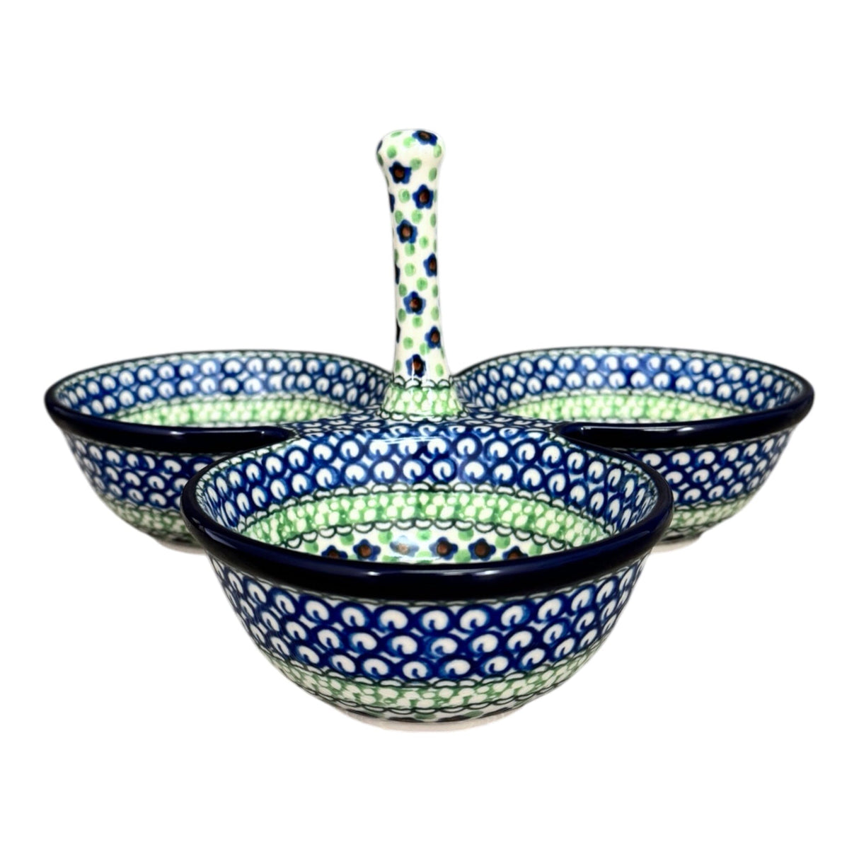 Bowl, Round, 3-Bowl, Divided Server in "Green Goddess" by Ceramika Artystyczna | AB34-U408A