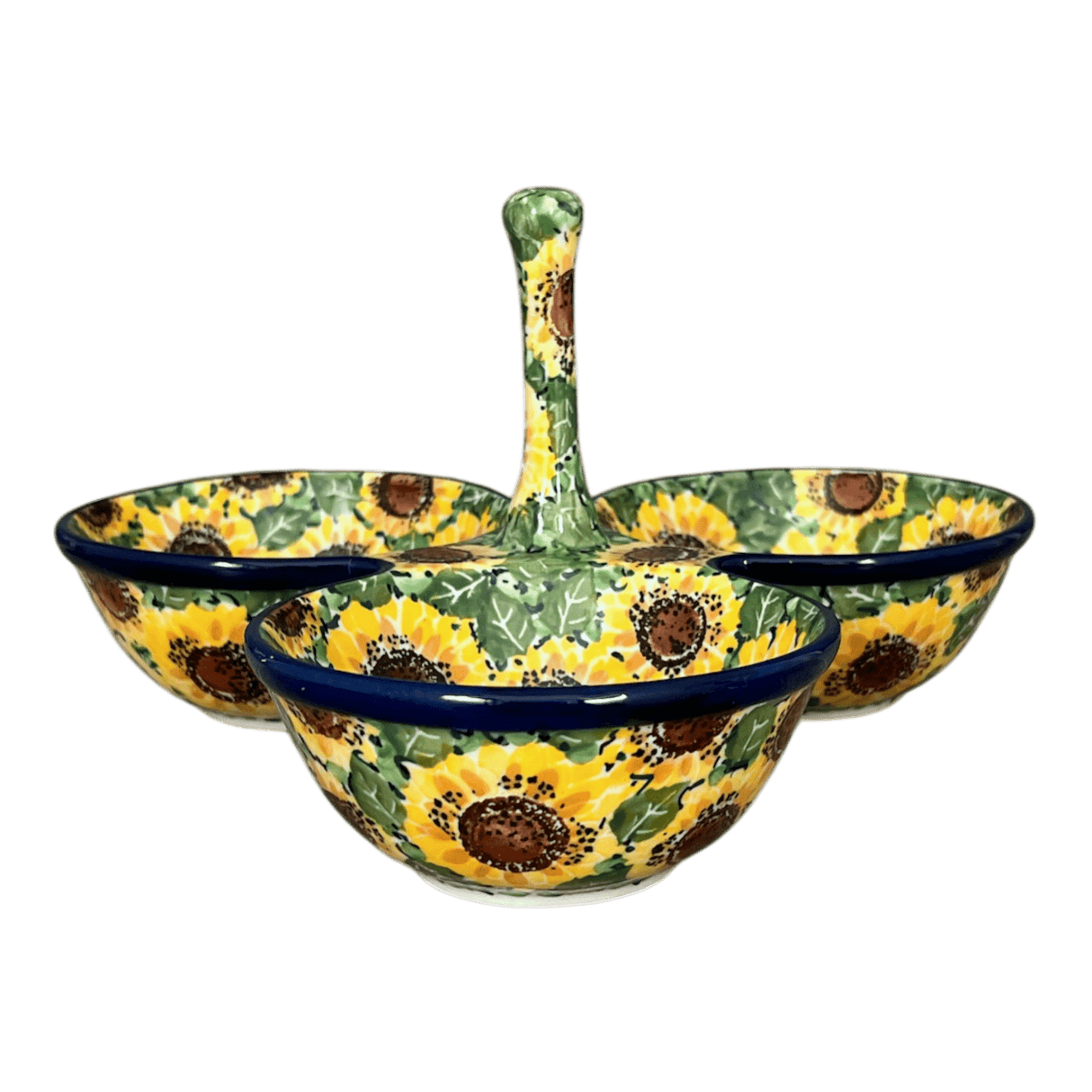 Bowl, Round, 3-Bowl, Divided Server in "Sunflower Field" by Ceramika Artystyczna | AB34-U4737