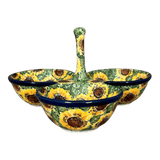 Bowl, Round, 3-Bowl, Divided Server in "Sunflower Field" by Ceramika Artystyczna | AB34-U4737