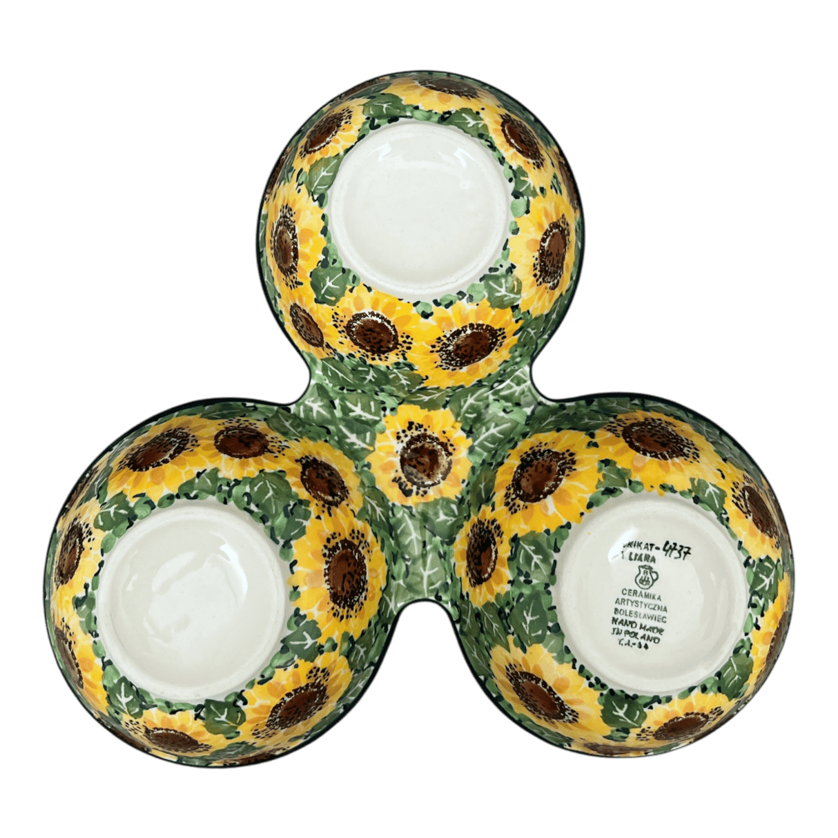 Bowl, Round, 3-Bowl, Divided Server in "Sunflower Field" by Ceramika Artystyczna | AB34-U4737