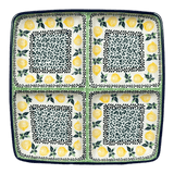 Divided Square Dish, 9.75" in "Lemons and Leaves" by Ceramika Artystyczna | AB40-2749X